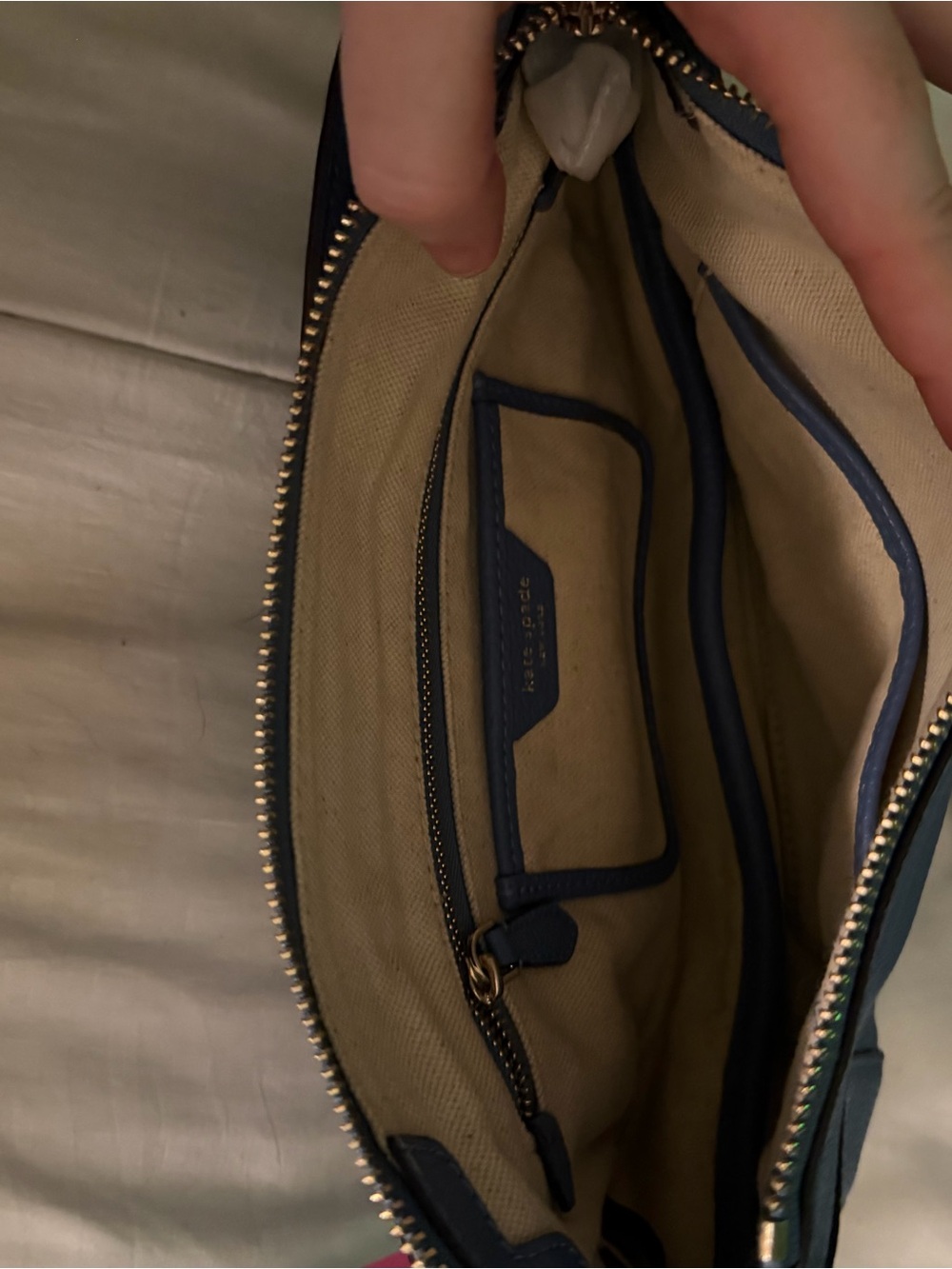 kate spade Blue Pebbled Leather Double-Zip Crossbody - Picture 3 of 4